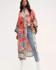 Rayon Floral Loose Caidigan Long Sleeve Beach Cover-Up Swimwear