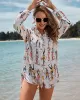 Cartoon Girl Print Long Sleeve Shirt-Style Beach Cover-Up Swimwear