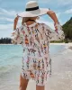 Cartoon Girl Print Long Sleeve Shirt-Style Beach Cover-Up Swimwear