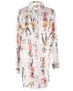 Cartoon Girl Print Long Sleeve Shirt-Style Beach Cover-Up Swimwear