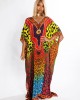 Colorful Leopard Print Loose Split-Side Beach Cover-Up Swimwear