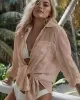 Simple Solid Color Button Long Sleeve Shirt-Style Cover-Up Swimwear