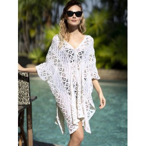 V-Neck Crochetgo Sexy Hollow Vacation Cover-Up Swimwear