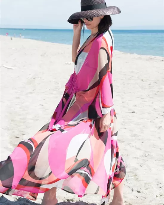 Chiffon Printed Loose Thin Cardigan Vacation Cover-Up Swimwear