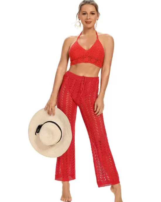 Sexy Crochetgo Hollow Beach Trousers Cover-Ups