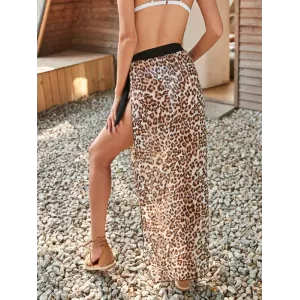 Sexy Split-Side Leopard Beach Cover-Up Swimwear