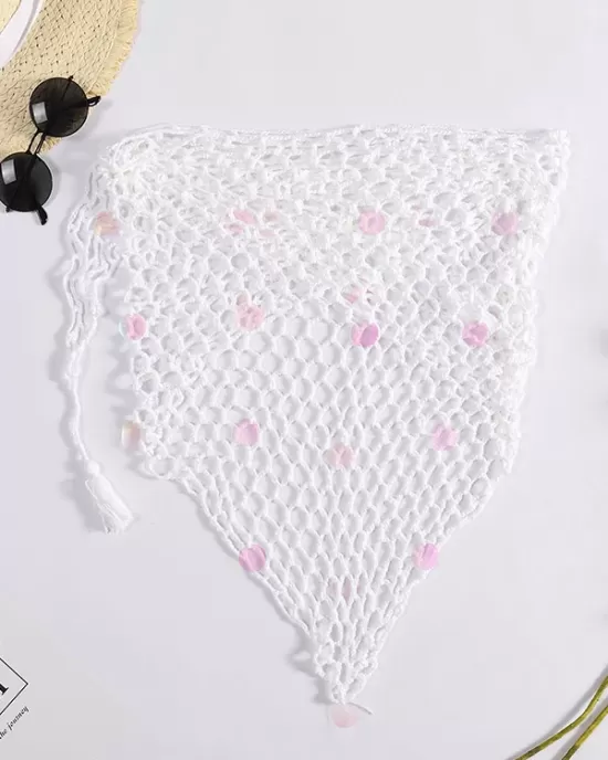 Knitted Hollow Sexy Triangle Scarf Shawl Cover-Up Swimwear