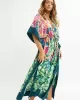 Half Sleeve V-Neck Loose Floral Split-Side Cover-Up Swimwear