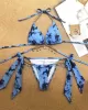 Gorgeous Embellished Bandage Triangles Split Bikini Swimsuit