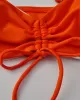 Strapless Spaghetti-Neck Drawstring Bikini Swimsuit