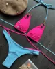 Halterneck Plain Two Pieces Bikini Set