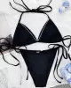 Tie Side Solid Color Halter-Neck Bikini Swimsuit