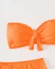 Three-piece Suit Padded Honeycomb Solid Color Tube Bikini Swimsuit