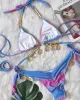 Padded Bandage Chains Shell Color-Block Bikini Swimsuit