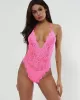 Deep V-Neck Lace One-Piece Bodysuit Lingerie