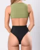 Contrast Color Split-Joint Bandage One-Piece Swimwear