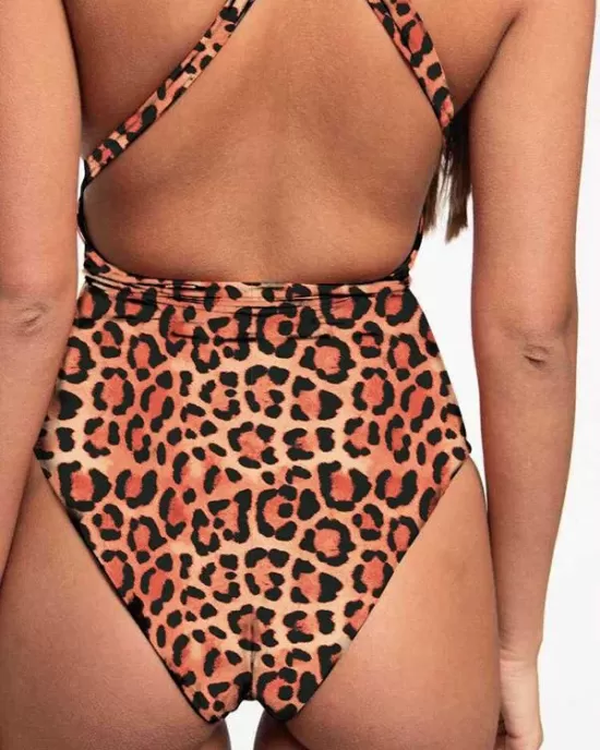 Leopard Backless One-Piece Swimsuit