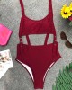 Adjusting Buckle Bandage Hollow One-Piece Swimwear