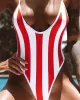 Sexy Striped Spaghetti-Neck One-Piece Bikini Swimsuit