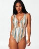 Sexy Deep V-Neck Hollow Stripes One-Piece Bikini Swimwear