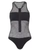 Strapless Mesh Hollow Zipper Breathable One-Piece Swimwear