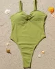 Sleeveless Solid Color Ruffled Sexy Slim One-Piece Swimwear