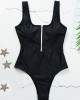 Solid Color Zipper Backless One-Piece Swimwear