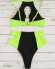 Patchwork Hollow Split Bikini Swimsuit