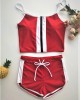 Sports Style Split-Joint Zipper Split Tankini Swimsuit