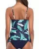 Leaves Printing Backless Slim Tankini Swimsuit