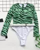 Zebra Print Split-Joint Belted Wetsuit