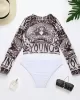 Wetsuit Long Sleeve Floral Print Mesh Split Bikini Swimsuit