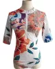 Half Sleeve Deep V-Neck Floral Print Zipper One-Piece Wetsuit Swimwear