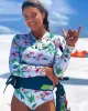 Fashion Floral Print Zipper One-Piece Wetsuit Swimwear