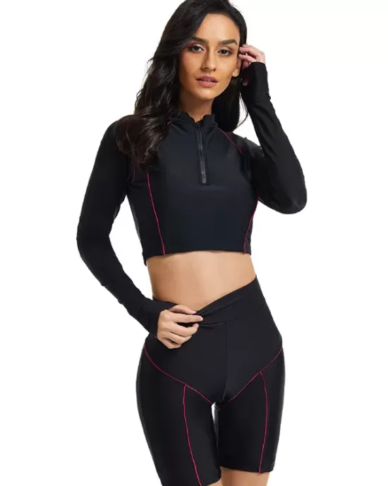 Long-Sleeves Zipper High-Waisted Split Wetsuits