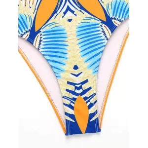 Abstract Printed Round-Neck Long Sleeve One-Piece Wetsuits