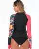 Zipper Floral Printed Two Pieces Wetsuit