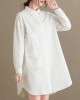 Simple Solid Buttoned Lapel Collar Long Sleeves Blouse