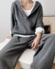 Loose Long Sleeves Split-Joint Hoodies + Elasticity Solid Color Pants Trousers Two Pieces Set