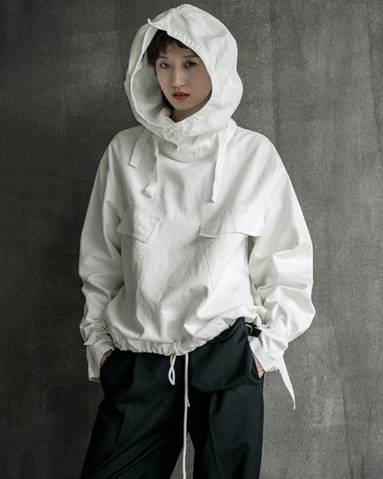 Loose Solid Drawstring Space Style Hoodie Sweatshirt