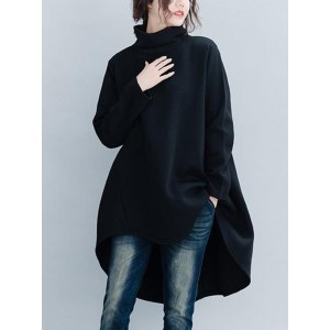 Loose Turtleneck Cropped Sweatshirt