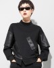 Thicken PU Split-Joint False-Two Asymmetric Sweatshirt