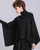 Solid Color Asymmetric High-Neck Loose Batwing Sleeve Sweatshirt