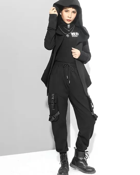 Original Solid Irregularity Elasticity Hooded Outwear