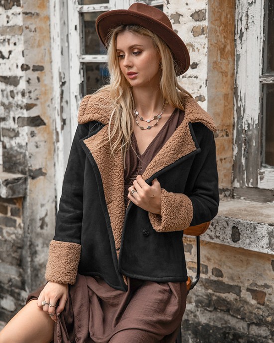 Casual Loose Solid Color Lapel Collar Jackets&Coat