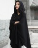 Simple Solid Loose Batwing Sleeve Hood Cape