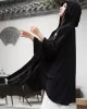 Simple Solid Loose Batwing Sleeve Hood Cape