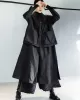 Loose Split-Joint Black False Two Trench Coat