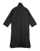 Black Rhombic Split-Side High Collar Long Coat