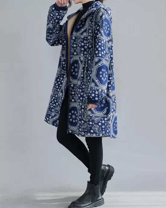 Vintage Ramie Cotton Printing Outerwear&Coat